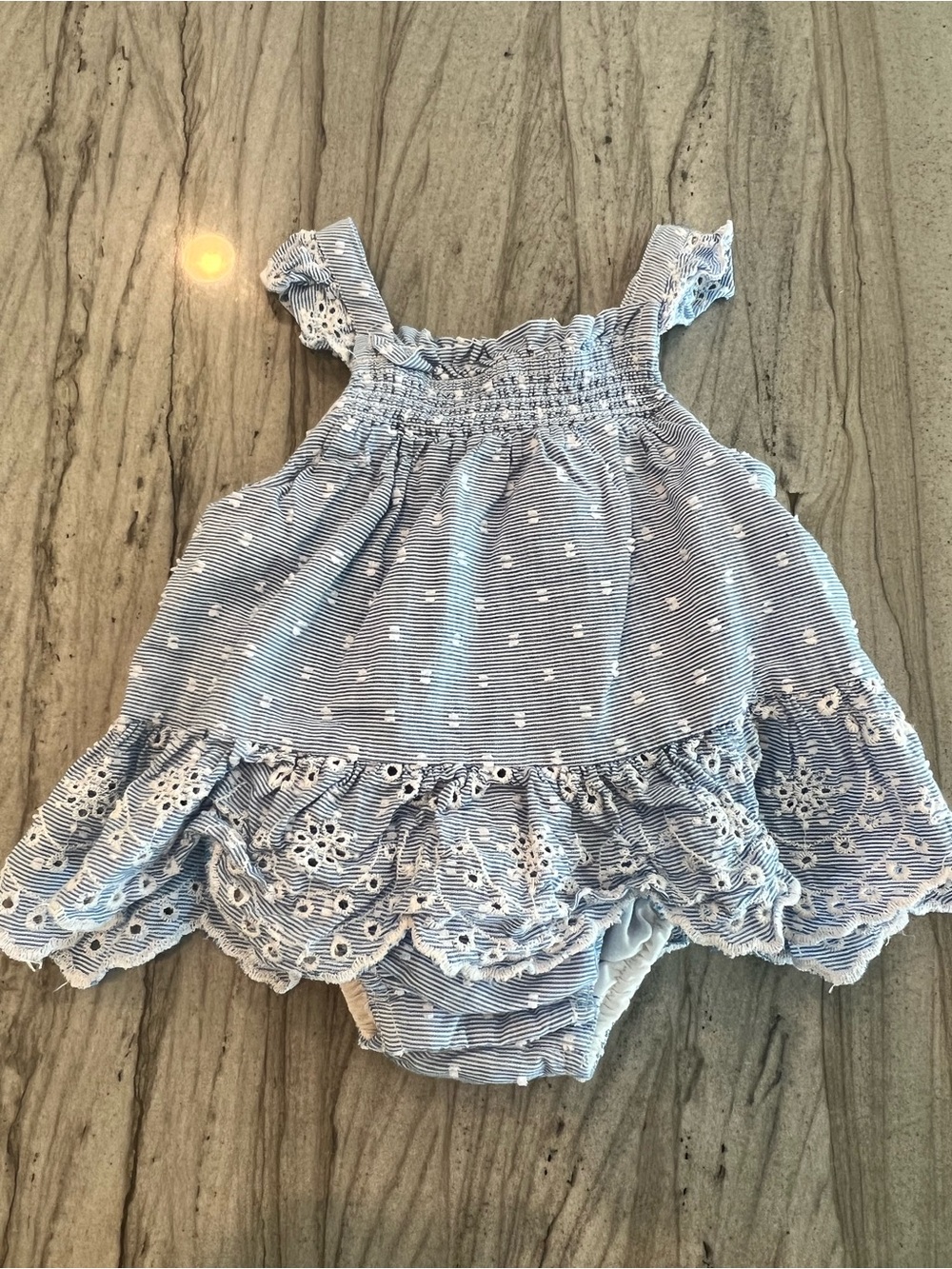 Shabby Chic Light Blue Eyelet Ruffle Diaper Cover Set